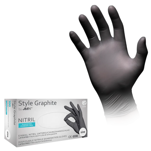 [L01172] Nitril Wegwerphandschoen Poedervrij Style Grafiet Antraciet Grijs L 100/doos 01172