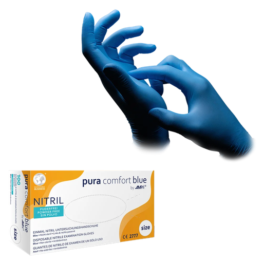 [L970-013] Nitril Wegwerphandschoen Poedervrij Blauw Pura Comfort L 100/doos 970-013 