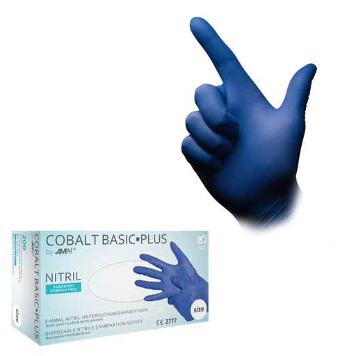 [L01215] Nitril Wegwerphandschoen Poedervrij Kobalt Blauw Basic Plus L 200/doos 01215