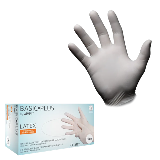 [L01039] Latex Wegwerphandschoen Poedervrij Wit Basic Plus L 100/doos 01039