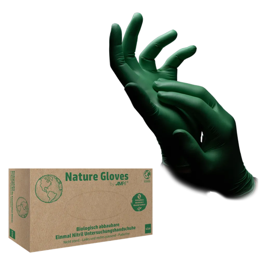 [M118-069] Nitril Wegwerphandschoen Poedervrij Groen Nature M 100/doos 118-069