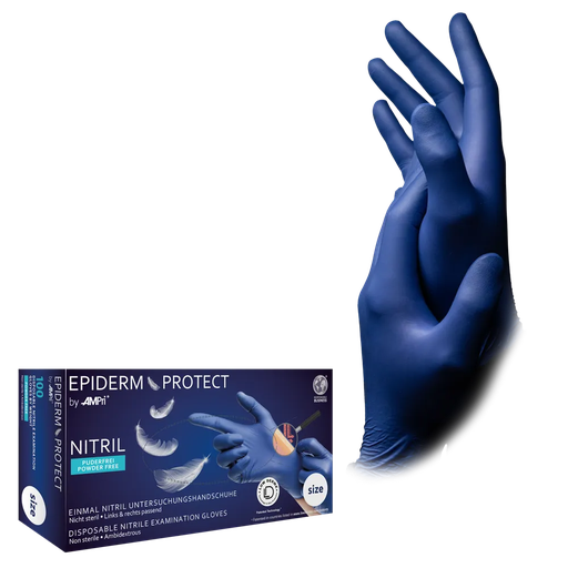 [M01166] Nitril Wegwerphandschoen Poedervrij Metaal Blauw Epiderm M 100/doos 01166 (Accelerator vrij)