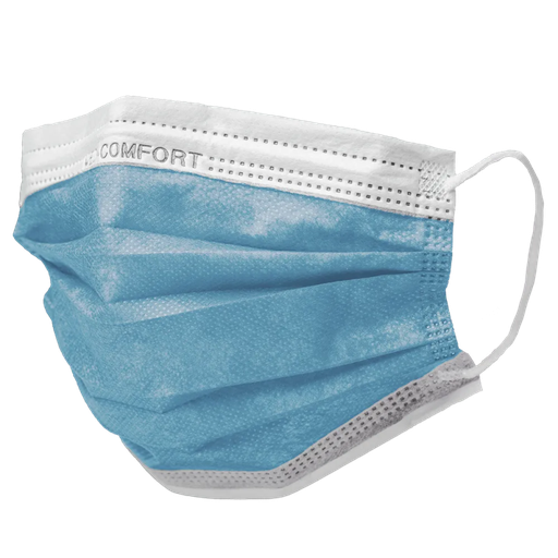 [02201-B] Blauw Mondmasker Elastiek 50/doos, type IIR, Med-Comfort