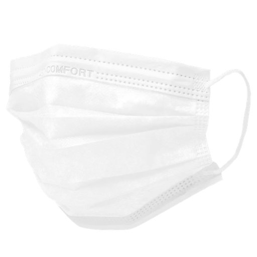 [02201-W] Wit Mondmasker Elastiek 50/doos, type IIR, Med-Comfort
