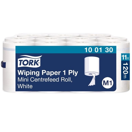 [100130] Tork 100130 Advanced 415 minirollen 1-lgs wit 120 mtr x 22 cm doos à 11 rollen