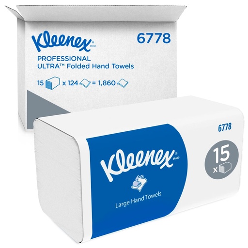 [L6772] Kleenex® handdoek Ultra Airflex® I-vouw 2-laags wit 415x215cm 2880st