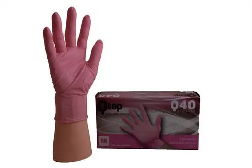 [1703] Nitril Wegwerphandschoen Poedervrij Roze M - 4,0 mil - Q-top 100/doos