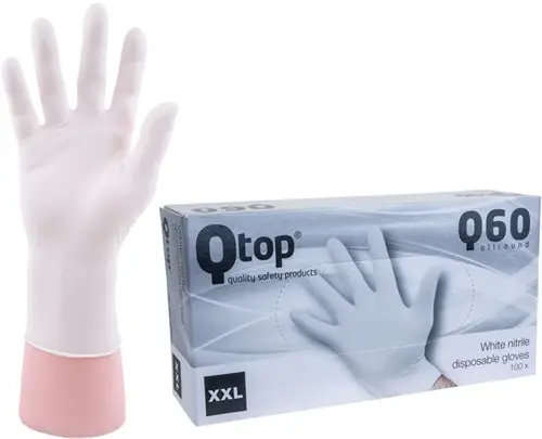 [1103] Nitril Wegwerphandschoen Poedervrij Wit M - 4,0 mil - Q-top 100/doos