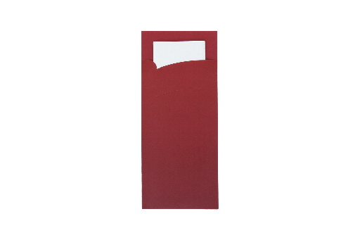 [1519988518] Bestekzakje pochette bordeaux met wit servet 600st