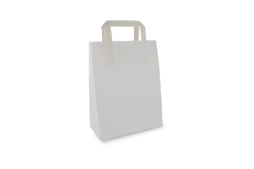 [151210015] Papieren tasjes Klein wit 80 gr. 22+10x28cm 500st