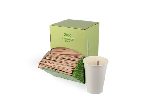 [1519987531] Roerstaafjes in dispenser box 11cm FSC mix 2000st
