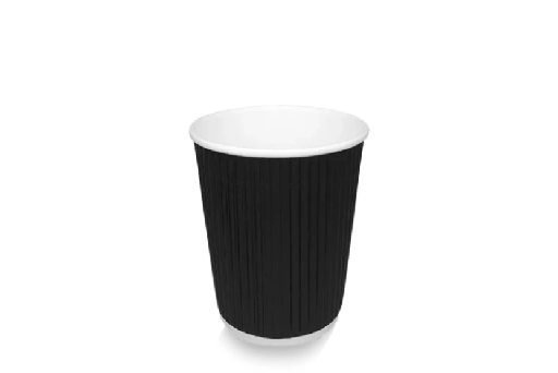 [1519987545] Kartonnen koffiebeker 230cc 8oz Ripple Zwart 500st