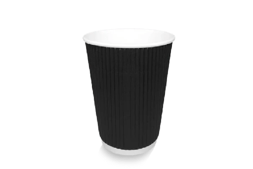 [1519987554] Kartonnen koffiebeker 360cc 12oz Ripple Zwart 500st