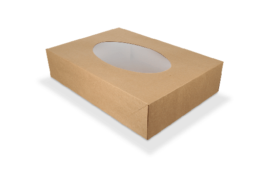 [1519987698] Cateringdozen kraft klein met venster 36x25x8cm 50st