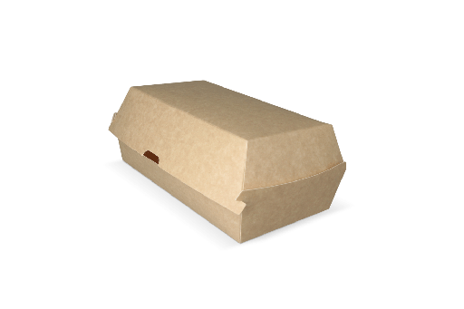 [1519988287] Hotdog box 20x10x8cm kraft/wit BIO 300st