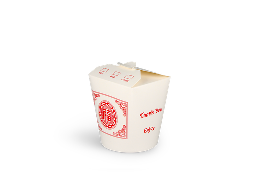 [1519988339] Wok to Go beker 16oz 400 ml karton wit met rood 500st