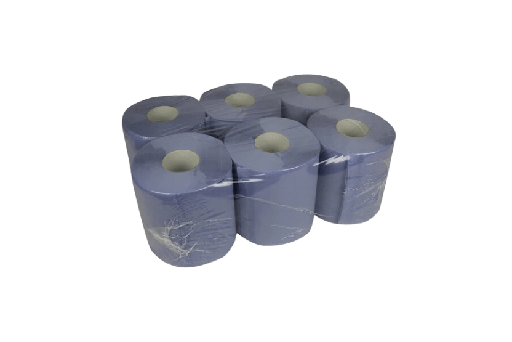 [1519988359] Poetsrol Midi Blauw 2 laags 6x150 meter Ø20cm 100% cellulose T9 6st