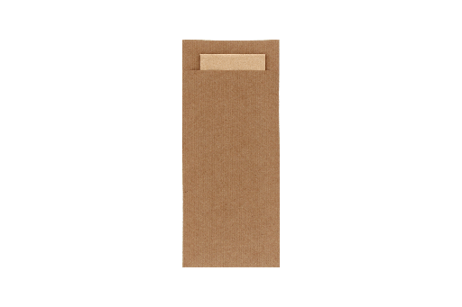 [1519988517] Bestekzakje pochette kraft met naturel servet 600st