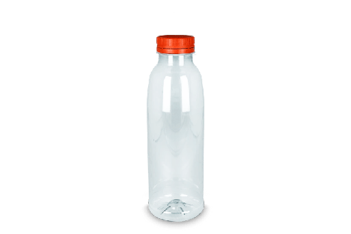 [1519988568] rPET fles 1000cc met oranje vaste dop 50st