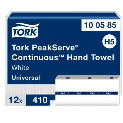 [100585] Tork 100585 PeakServe Continue Handdoek 1-laags Wit H5 Universal