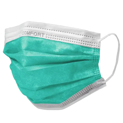 [02201-G] Groen Mondmasker Elastiek 50/doos, type IIR, Med-Comfort