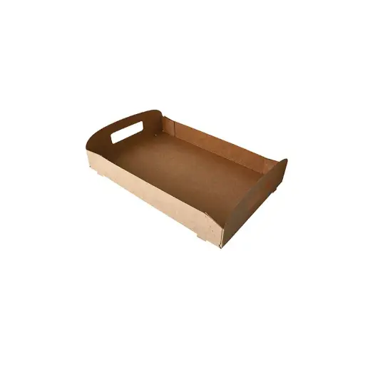 [87958] Draagtray kraft karton "pure" 35 cm x 24 cm catering tray dienblad "100% Fair" bruin 100st 