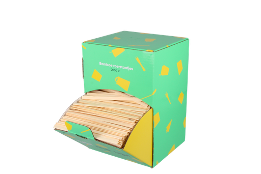 [1519987562-NEW] Roerstaafjes in dispenser box 11cm bamboe BIO 8000st