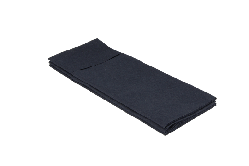 [1519925100] Servet airlaid bestekvouw 32x40cm zwart 1250st