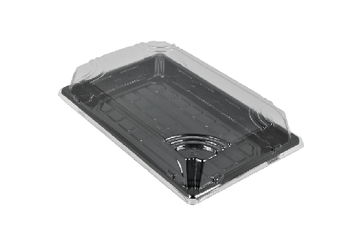 [1519998023-1] Sushi tray SY-07 + deksel 215x135x20mm Zwart 300st
