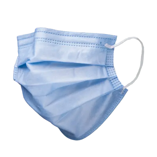 [02205-B] Blauw Mondmasker Elastiek 50/doos, type IIR, Med-Comfort Fog Stop 4-laags