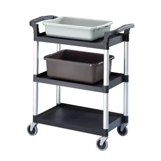 [CT400] Cambro KD serveerwagen met 3 bladen zwart - afmeting: 95(h)x101,5(b)x54(d)cm