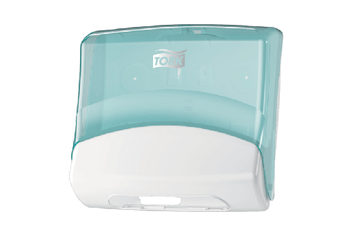 [1519925264] Tork® W4 Gevouwen Reinigingsdoek Dispenser Wit en Turquoise (654000) 1st