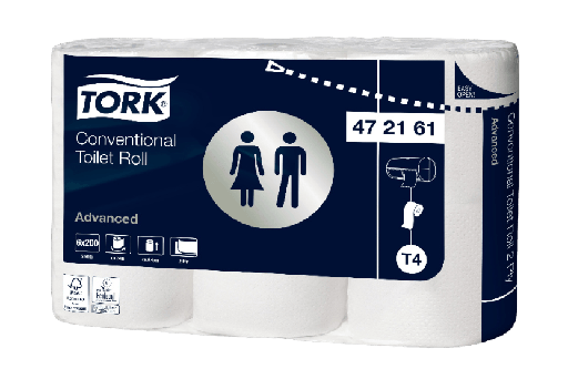 [1519925270] Tork® T4 Traditioneel Toiletpapier 2-laags 48x200 vellen Wit Advanced (472161) 8st