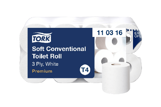 [1519925257] Tork® T4 Traditioneel Toiletpapier 3-laags 8x250 vellen Wit Premium (110316) 9st