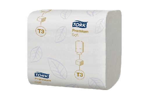 [1519925252] Tork® T3 Zacht Gevouwen Toiletpapier 2-laags 30x252 vellen Wit Premium (114273) 30st